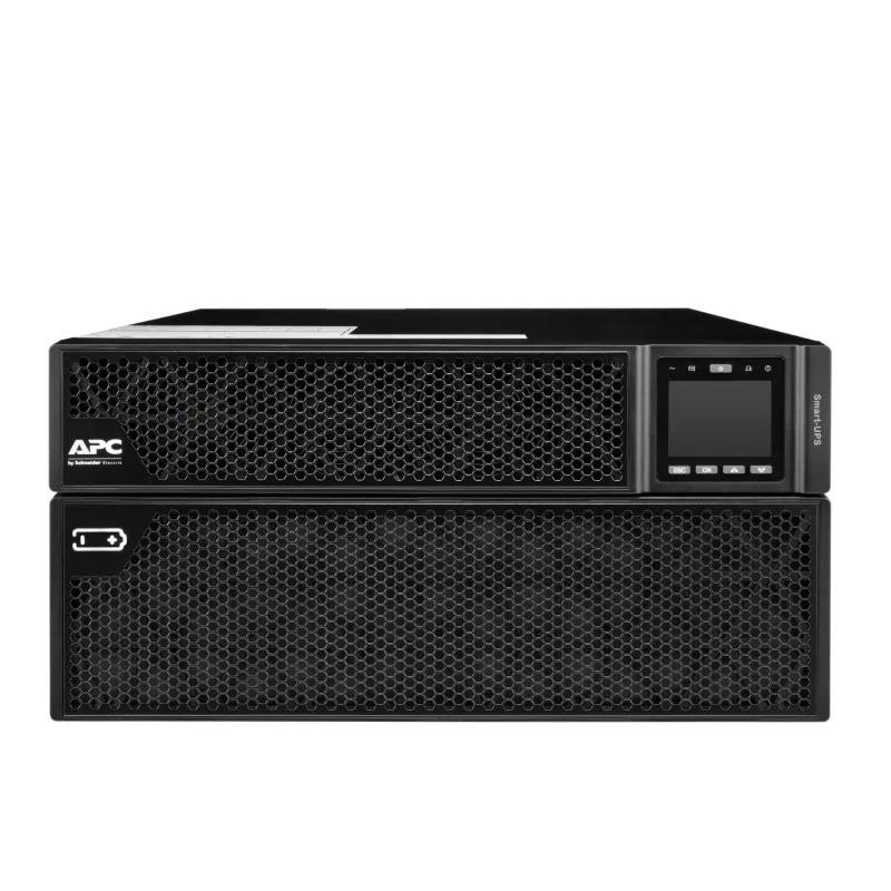 APC Smart-UPS On-Line, 8 kVA/8 kW, rack/torre, 230 V, 2x IEC C13+1x IEC C19+cablagem fixa de 3 fios (H+N+E) saídas, placa de rede, sem kit de calhas