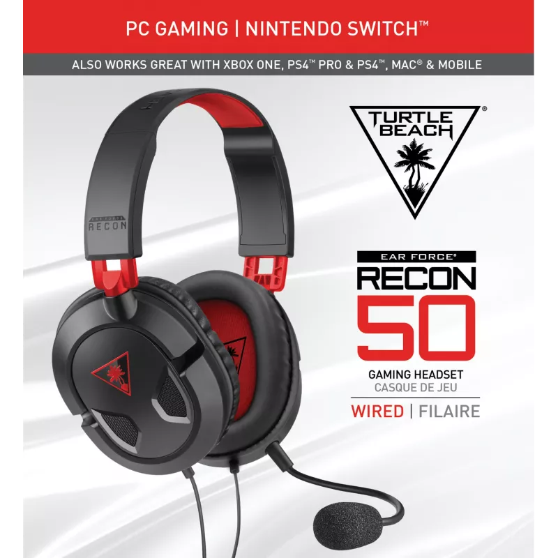 Turtle Beach Recon 50 headset com fios gaming – PC, Xbox Series X ou S, Xbox One, PS5 e PS4