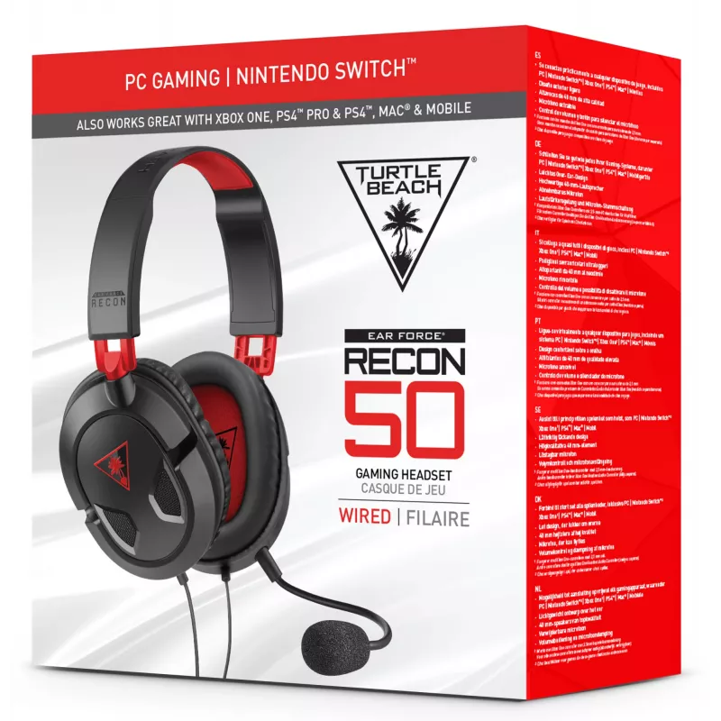 Turtle Beach Recon 50 headset com fios gaming – PC, Xbox Series X ou S, Xbox One, PS5 e PS4