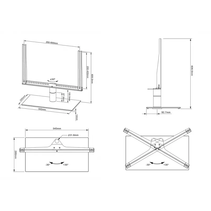 Base de mesa Multibrackets M VESA Turn preto grande MAX 600x400