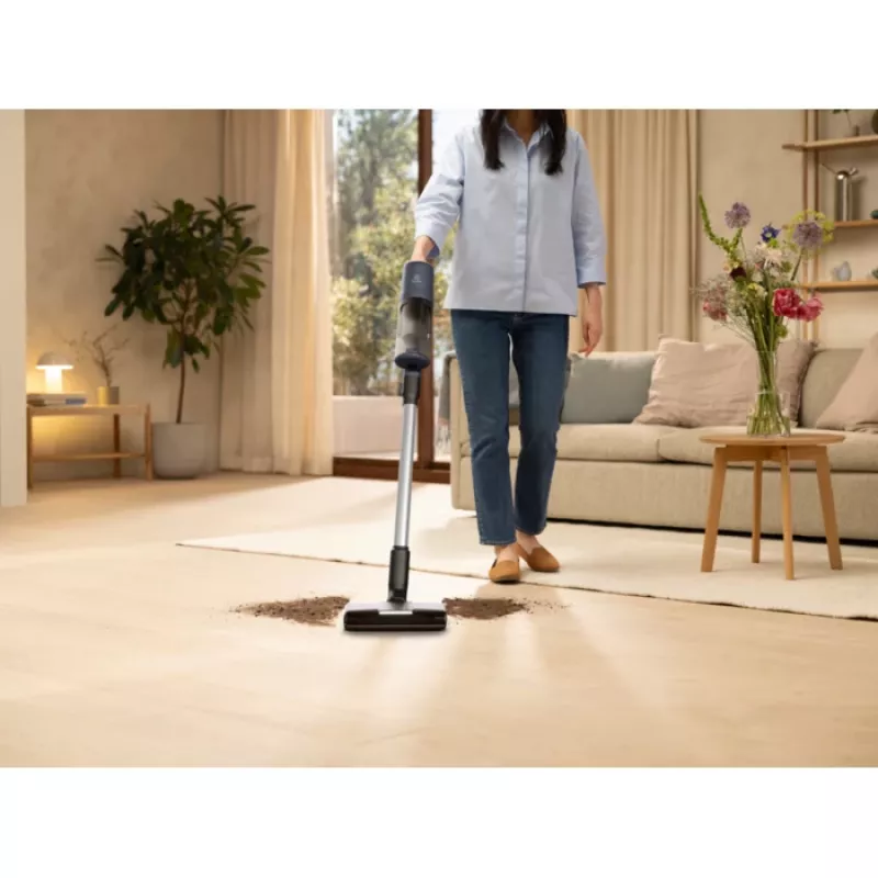 Aspirador vertical 2 em 1 Electrolux EP61H21WET, a bateria, limpeza a seco, sem saco, 0,6 l, 85 W, azul, 2,5 Ah