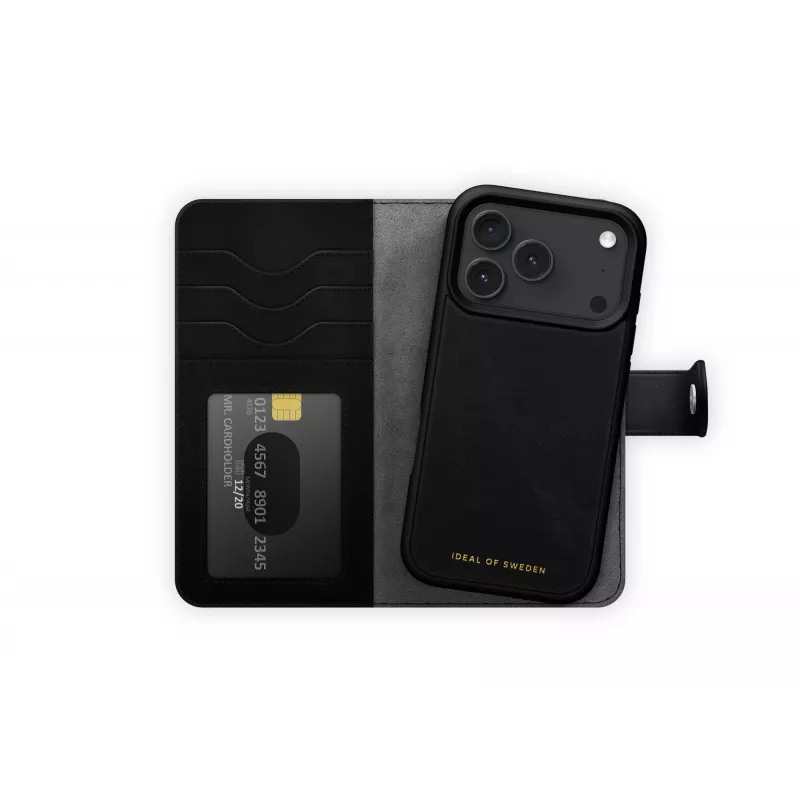 Carteira magnética iDeal of Sweden Magnet Wallet+ MagSafe iPhone 17 Pro preta