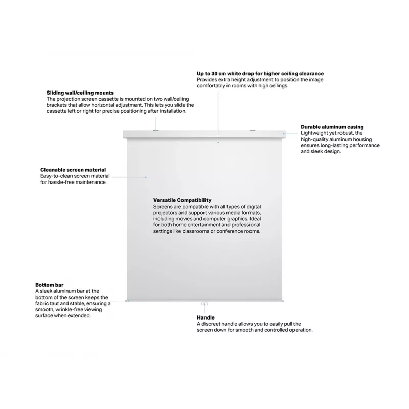 Multibrackets M 1:1 Tela de projeção manual 200x200, 112 polegadas White Edition