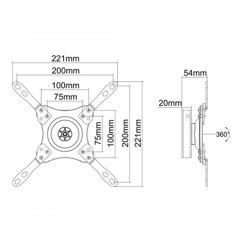 Suporte de parede VESA Multibrackets M 360 preto