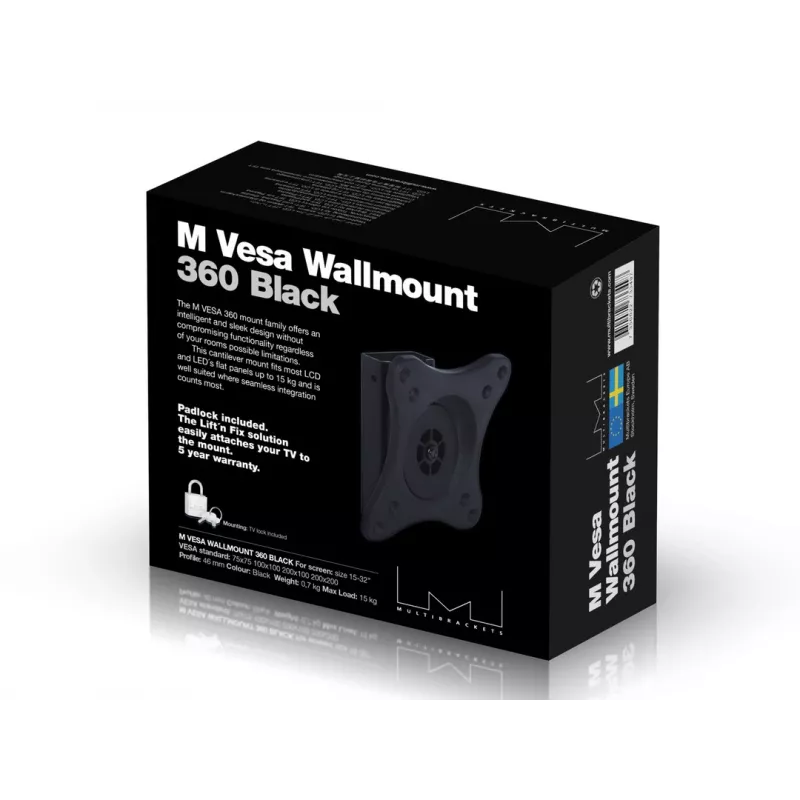 Suporte de parede VESA Multibrackets M 360 preto