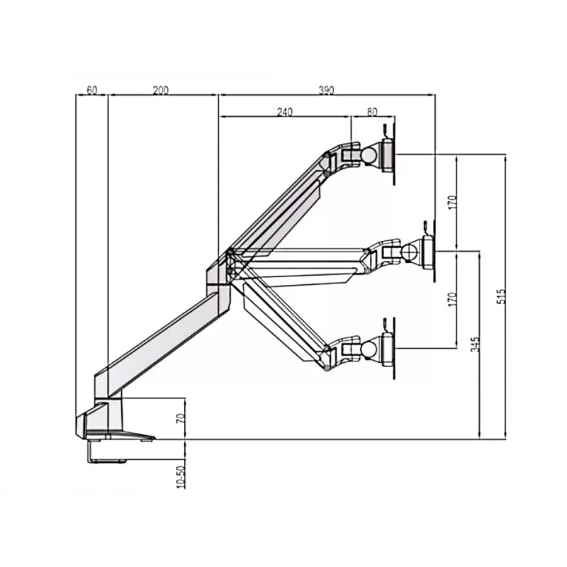 Braço com elevação a gás Multibrackets M VESA Gas Lift Arm Single preto