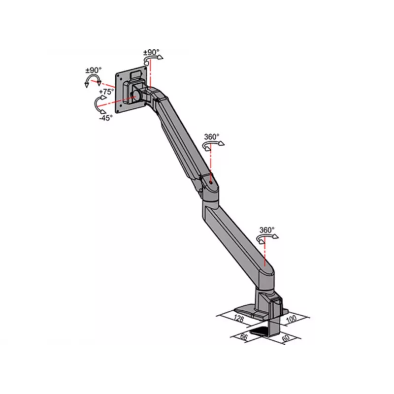 Braço com elevação a gás Multibrackets M VESA Gas Lift Arm Single preto