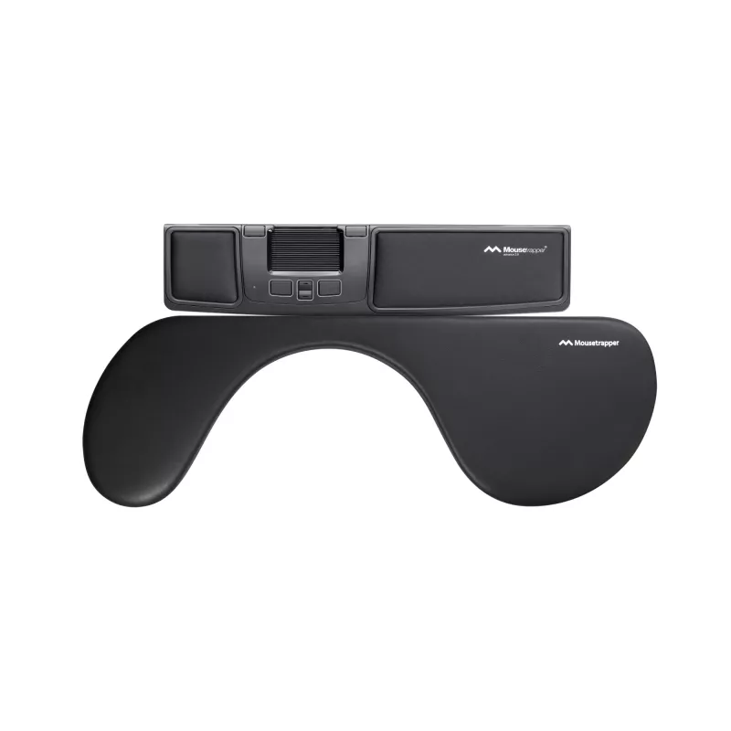 Apoio de braço Mousetrapper Armrest Asymmetric — pele sintética, preto, 680×205×20 mm
