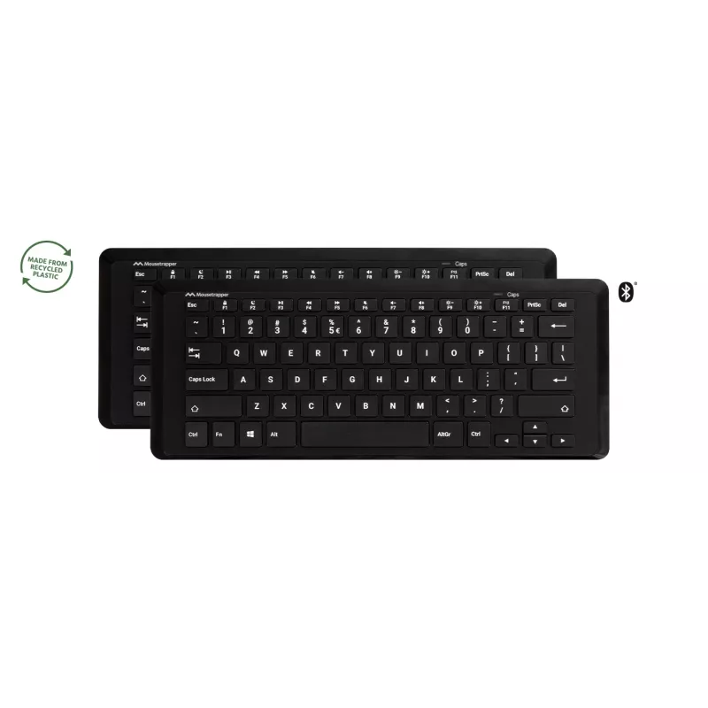 Teclado sem fios Mousetrapper Type Mini QWERTY NORDIC – USB-C, RF Wireless, Bluetooth, preto