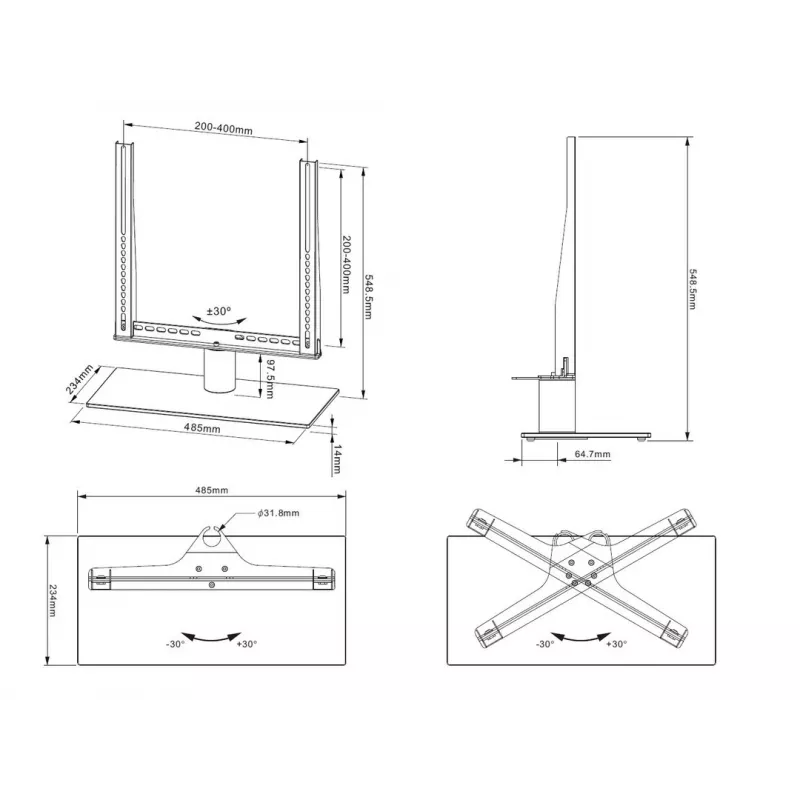 Suporte de mesa Multibrackets M VESA Tablestand Turn preto médio MAX 400x400