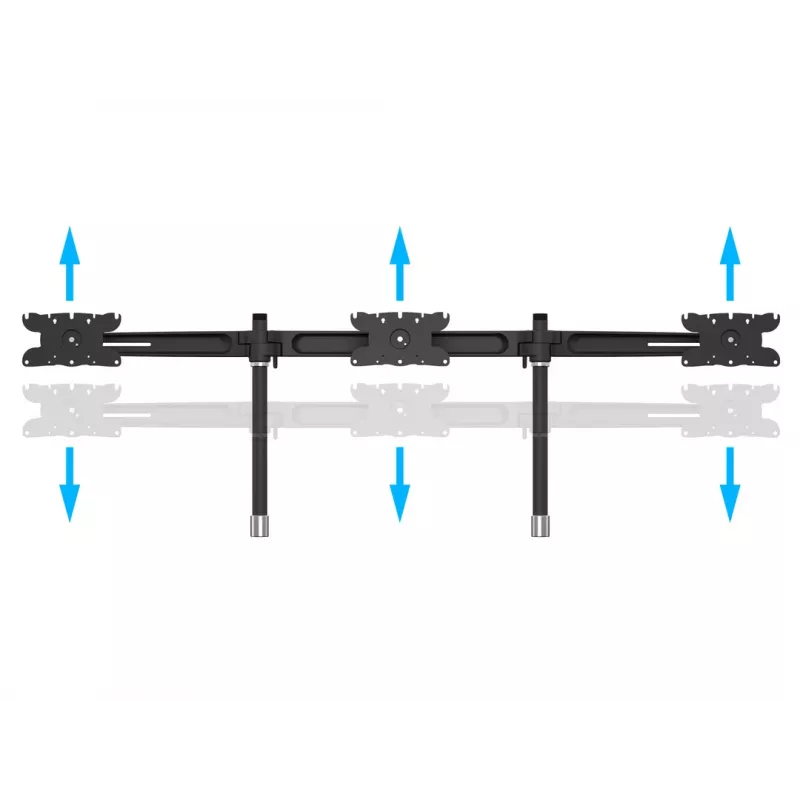 Kit de extensão para suporte de mesa de três monitores MULTIBRACKETS M VESA para 3 ecrãs 24–32 polegadas até 24 kg, alumínio/plástico, preto