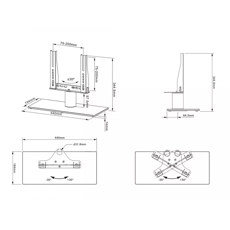 Suporte de mesa Multibrackets M VESA Tablestand Turn preto X Small MAX 200x200