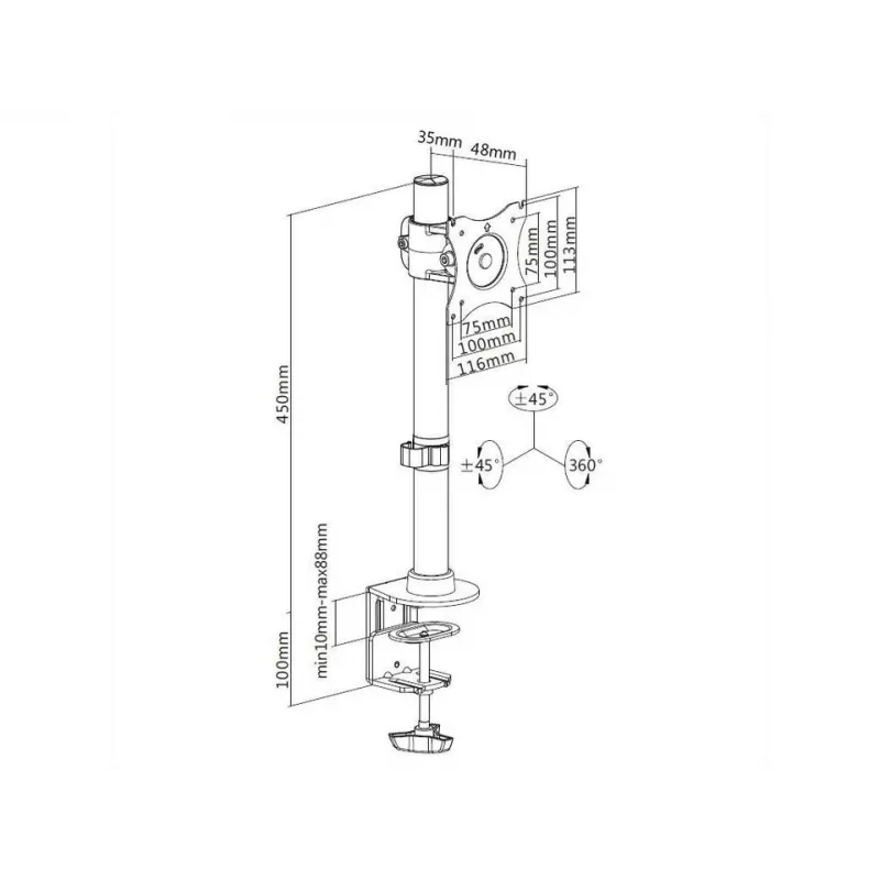 Suporte de secretária Multibrackets M Deskmount Basic Single