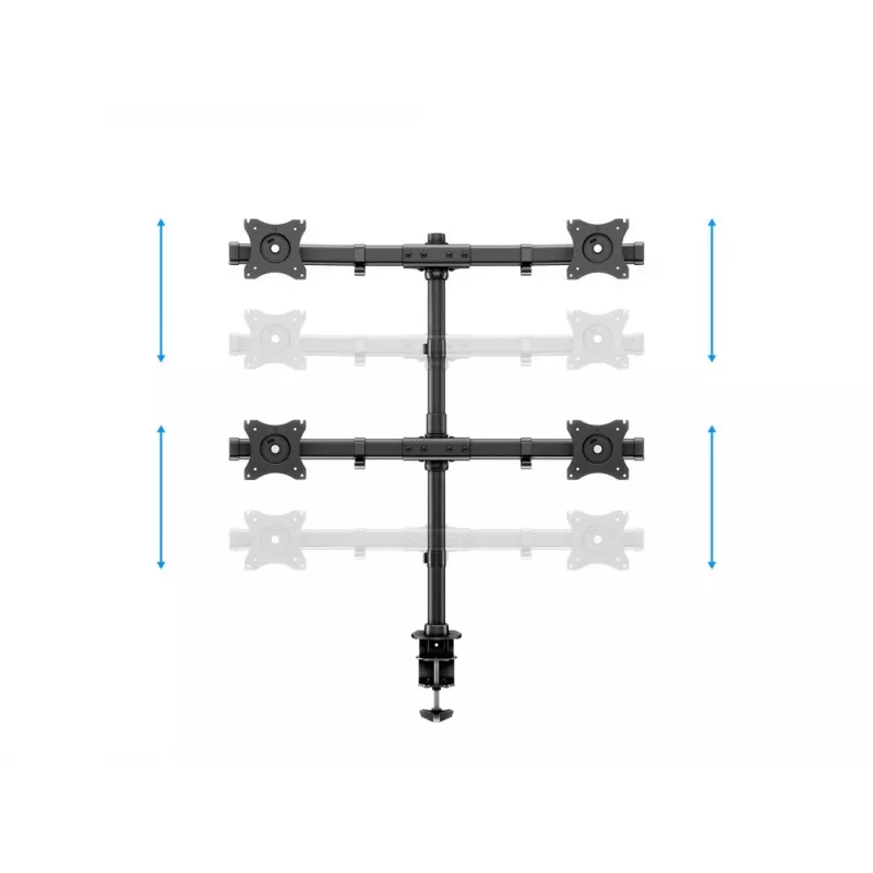 Multibrackets M Deskmount Basic Quad, grampo/passagem, 32 kg, 38,1 cm (15 polegadas), 68,6 cm (27 polegadas), 100 x 100 mm, preto