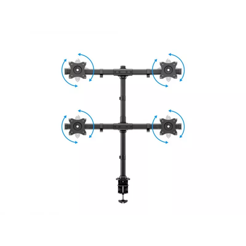 Multibrackets M Deskmount Basic Quad, grampo/passagem, 32 kg, 38,1 cm (15 polegadas), 68,6 cm (27 polegadas), 100 x 100 mm, preto
