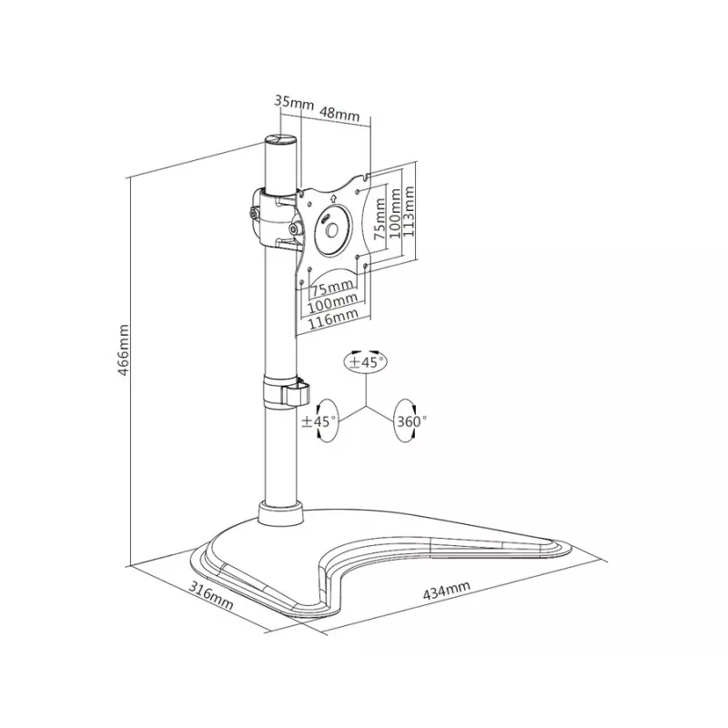 Suporte de secretária Multibrackets M Deskstand Basic Single