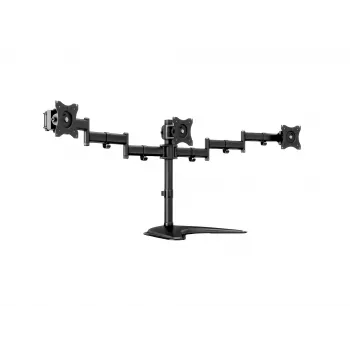 Suporte de mesa para monitor MULTIBRACKETS M Deskstand Basic Triple — 3 vias, VESA 75x75–100x100, suporta até 24 kg, para ecrãs de 15 a 27 polegadas, preto