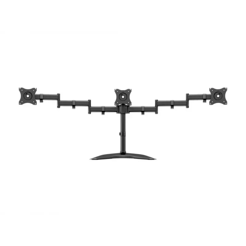 Suporte de mesa para monitor MULTIBRACKETS M Deskstand Basic Triple — 3 vias, VESA 75x75–100x100, suporta até 24 kg, para ecrãs de 15 a 27 polegadas, preto