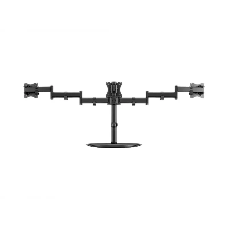 Suporte de mesa para monitor MULTIBRACKETS M Deskstand Basic Triple — 3 vias, VESA 75x75–100x100, suporta até 24 kg, para ecrãs de 15 a 27 polegadas, preto