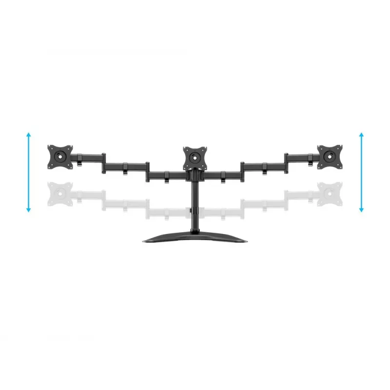 Suporte de mesa para monitor MULTIBRACKETS M Deskstand Basic Triple — 3 vias, VESA 75x75–100x100, suporta até 24 kg, para ecrãs de 15 a 27 polegadas, preto