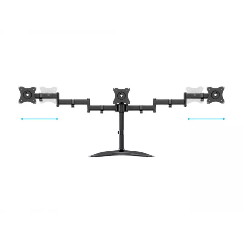 Suporte de mesa para monitor MULTIBRACKETS M Deskstand Basic Triple — 3 vias, VESA 75x75–100x100, suporta até 24 kg, para ecrãs de 15 a 27 polegadas, preto