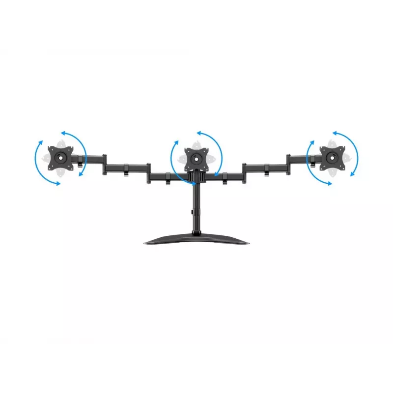 Suporte de mesa para monitor MULTIBRACKETS M Deskstand Basic Triple — 3 vias, VESA 75x75–100x100, suporta até 24 kg, para ecrãs de 15 a 27 polegadas, preto