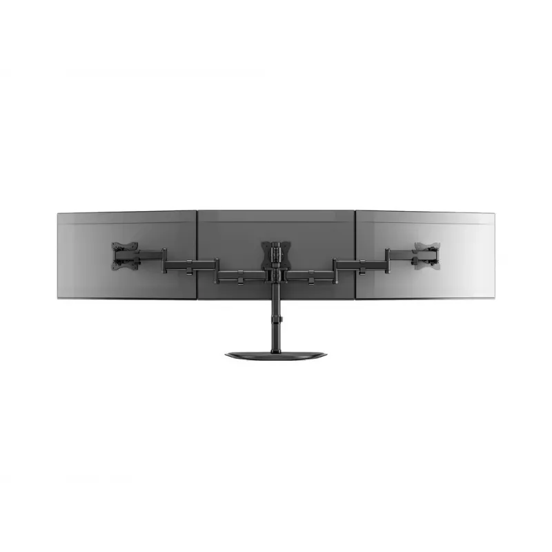 Suporte de mesa para monitor MULTIBRACKETS M Deskstand Basic Triple — 3 vias, VESA 75x75–100x100, suporta até 24 kg, para ecrãs de 15 a 27 polegadas, preto