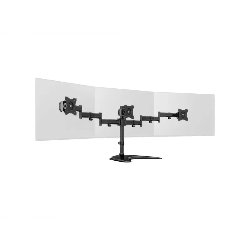 Suporte de mesa para monitor MULTIBRACKETS M Deskstand Basic Triple — 3 vias, VESA 75x75–100x100, suporta até 24 kg, para ecrãs de 15 a 27 polegadas, preto