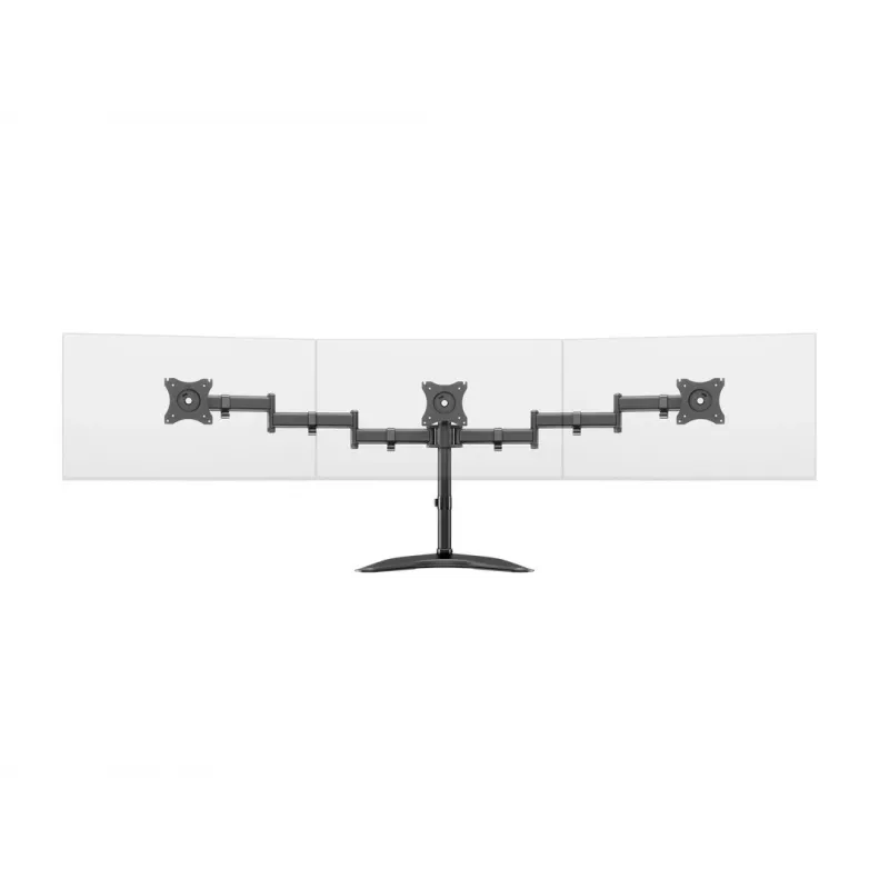 Suporte de mesa para monitor MULTIBRACKETS M Deskstand Basic Triple — 3 vias, VESA 75x75–100x100, suporta até 24 kg, para ecrãs de 15 a 27 polegadas, preto