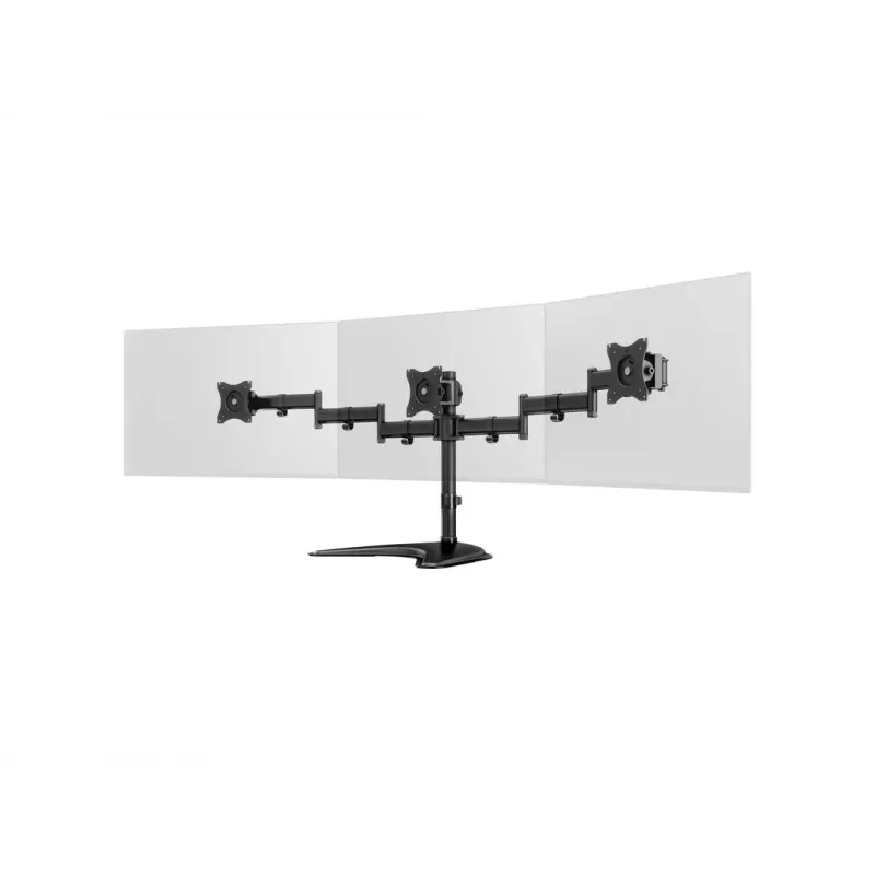 Suporte de mesa para monitor MULTIBRACKETS M Deskstand Basic Triple — 3 vias, VESA 75x75–100x100, suporta até 24 kg, para ecrãs de 15 a 27 polegadas, preto