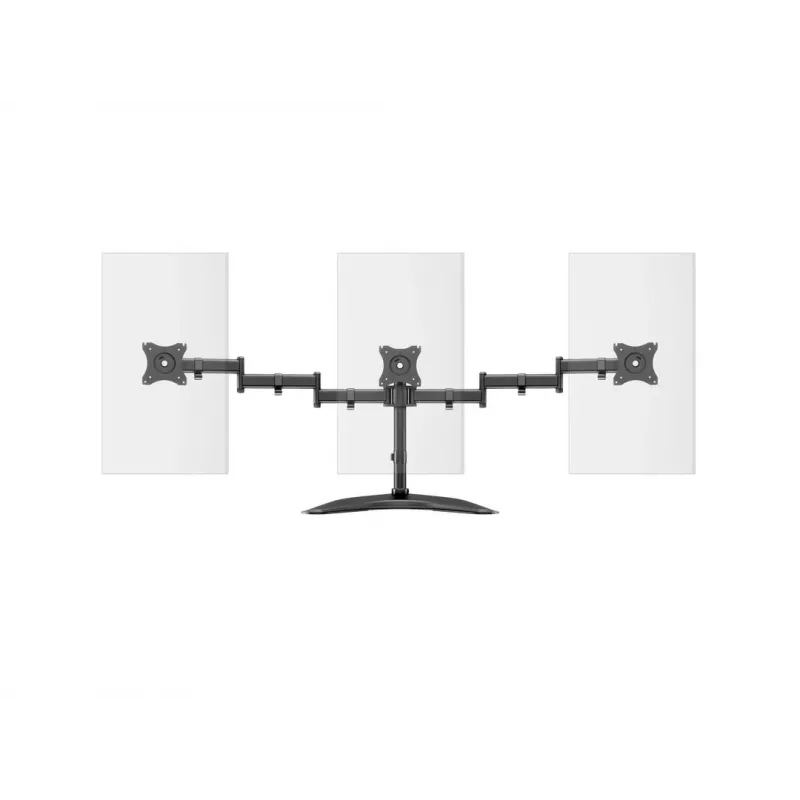 Suporte de mesa para monitor MULTIBRACKETS M Deskstand Basic Triple — 3 vias, VESA 75x75–100x100, suporta até 24 kg, para ecrãs de 15 a 27 polegadas, preto