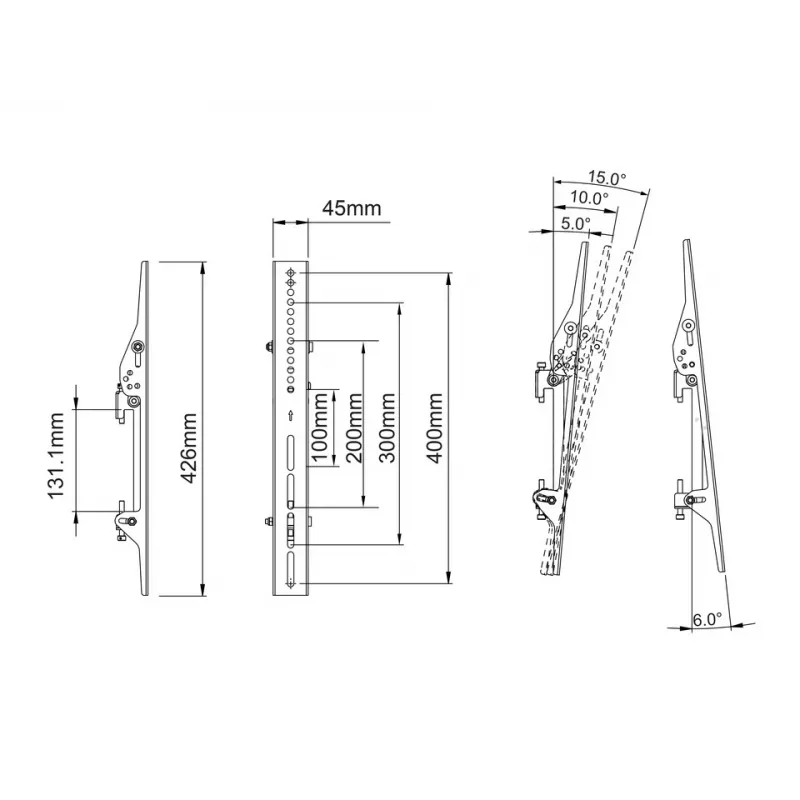 Braço de montagem para ecrã plano MULTIBRACKETS M Pro Series Tilt Arms 400mm, preto, alumínio/aço, 2 unidades