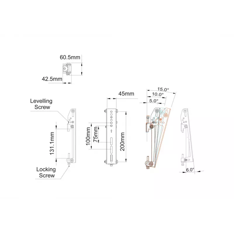 Braço de montagem para ecrã plano MULTIBRACKETS M Pro Series Tilt Arms 200 mm preto aço, 1,5 kg, 2 unidades