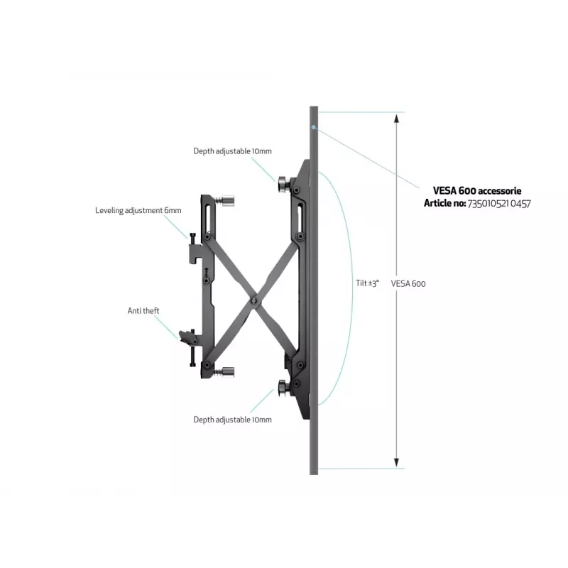 Suporte de parede Multibrackets M Wallmount Pro MBW1U preto 30 kg 40-65 polegadas