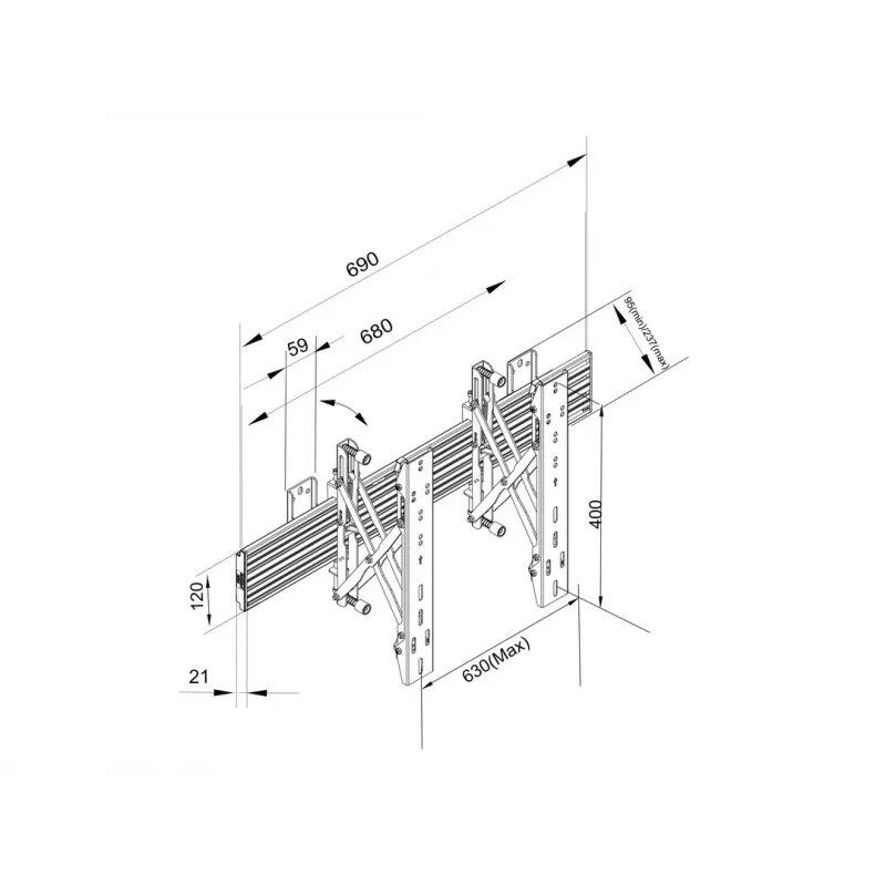Suporte de parede Multibrackets M Wallmount Pro MBW1U preto 30 kg 40-65 polegadas