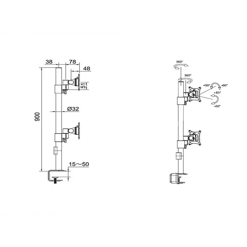 Multibrackets M VESA Deskmount Officeline Dual Vertical branco