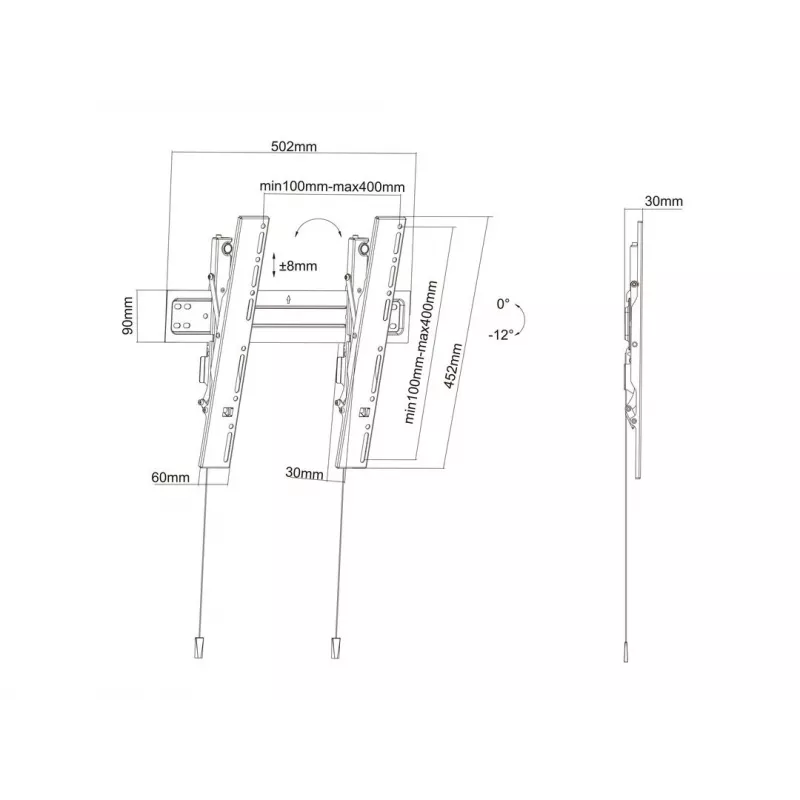 Suporte de parede Multibrackets M VESA Super slim Tilt 400 MAX, 81,3 cm (32