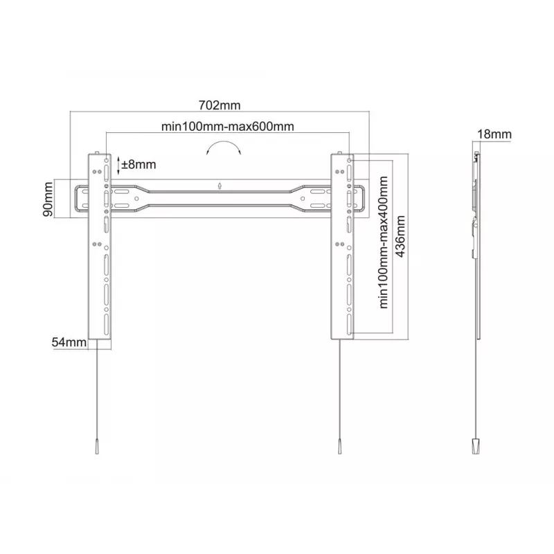 Suporte de parede Multibrackets M VESA Super slim Fixed 600 MAX 35 kg 32-100 polegadas