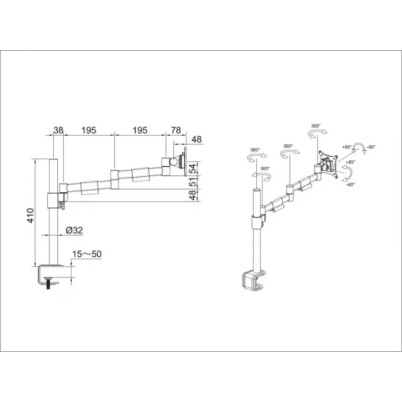 Suporte de mesa Multibrackets M VESA Deskmount Officeline Single II preto