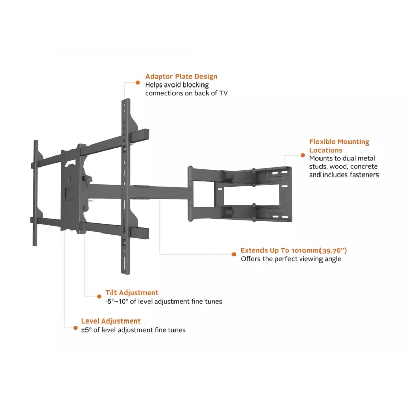 Multibrackets M Universal Long Reach Arm 1010mm HD Single 40kg 42-75 polegadas