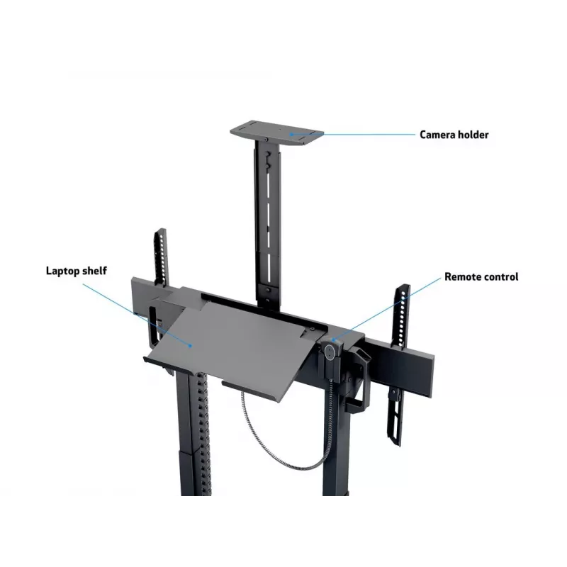 Multibrackets M Motorized Floorstand 120 kg preto incl. armário e prateleira para câmara