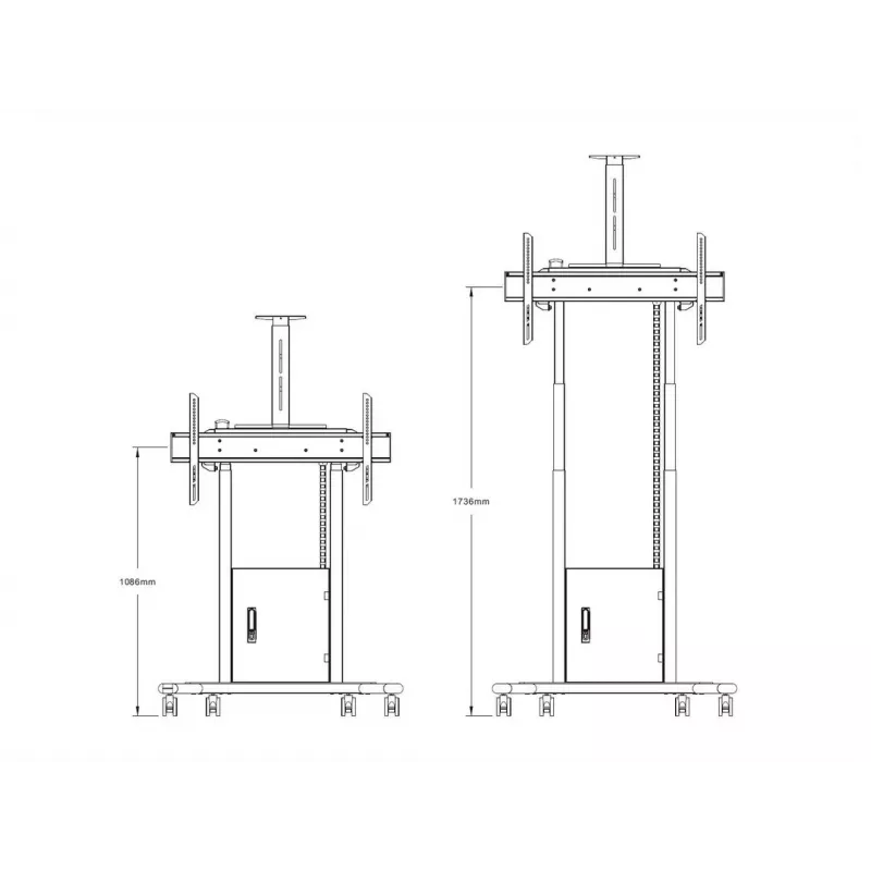Multibrackets M Motorized Floorstand 120 kg preto incl. armário e prateleira para câmara