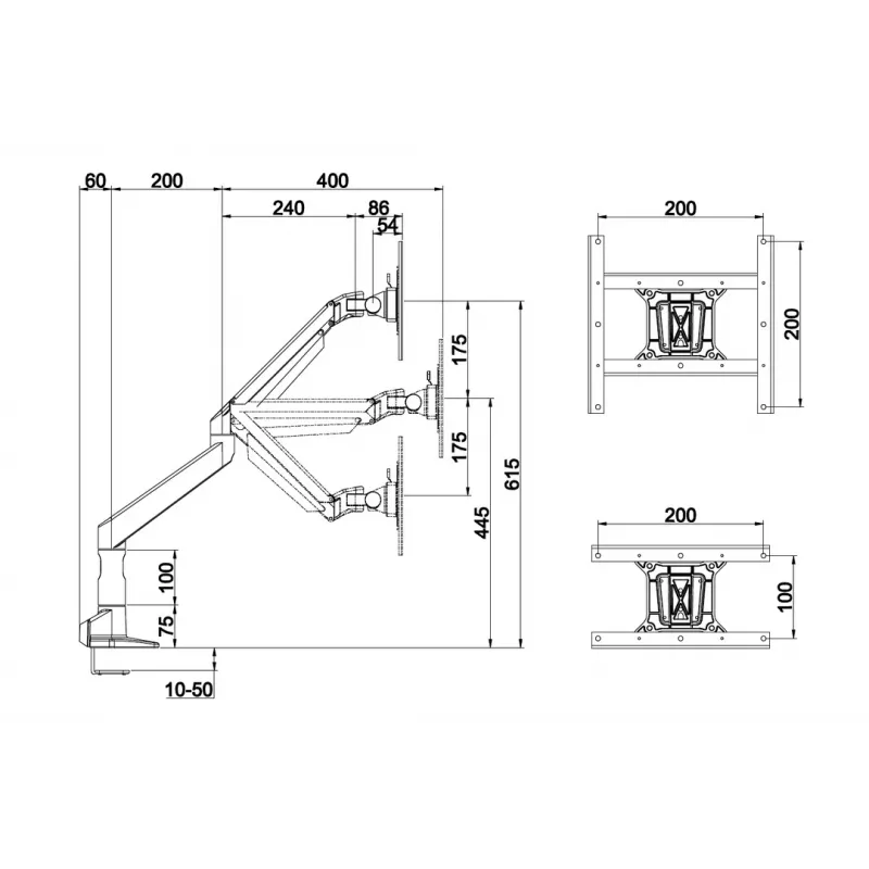 Multibrackets M VESA Gas Lift XL Single preto