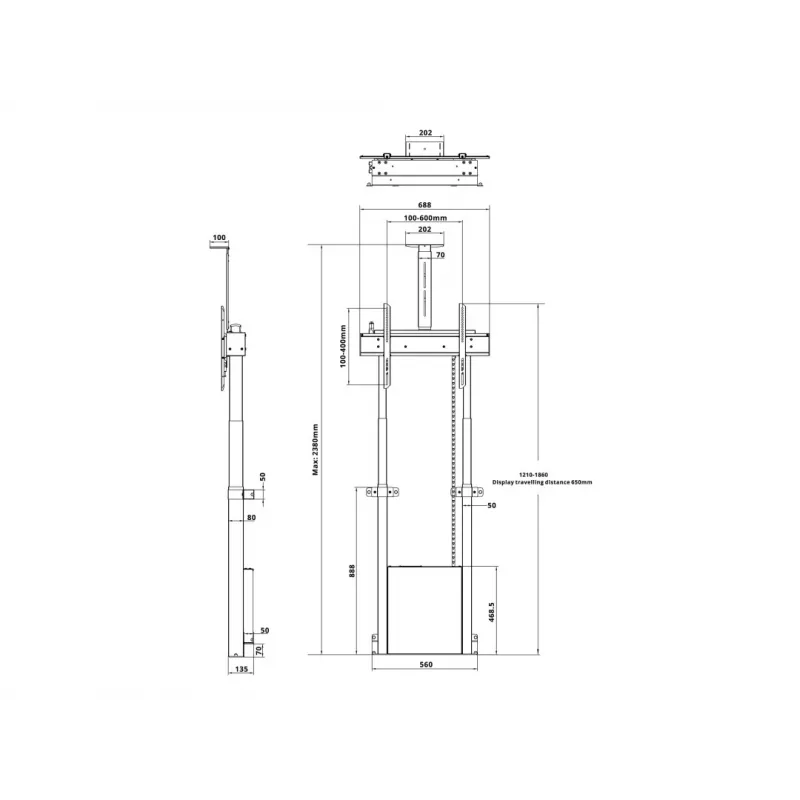 Multibrackets M suporte de chão motorizado 120 kg preto incl. prateleira para câmara