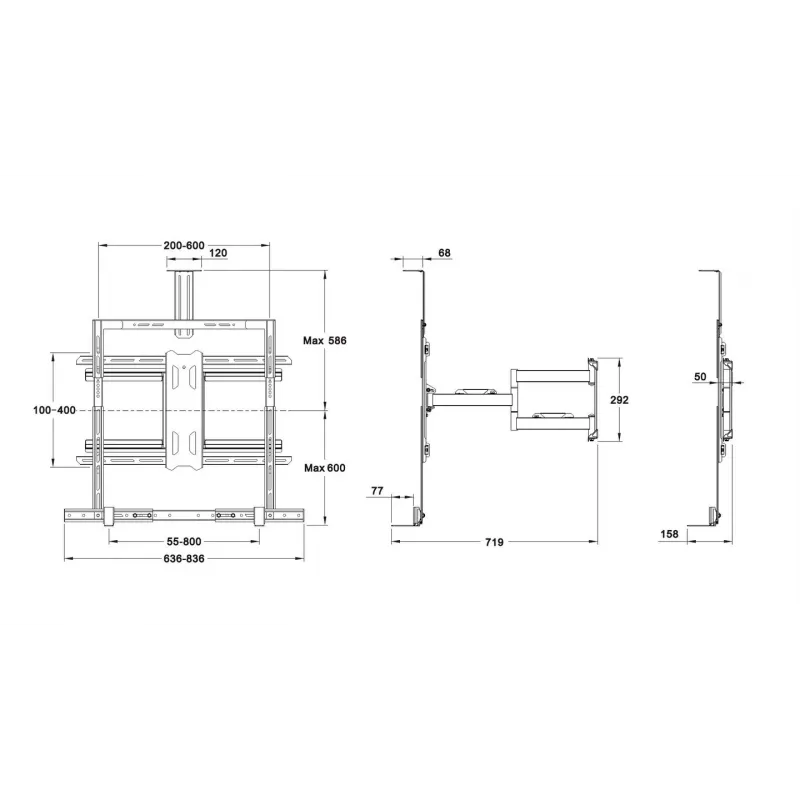 Multibrackets M Universal Flexarm Pro 60 kg Sound & Camera 60 kg capacidade de carga 55-85 polegadas