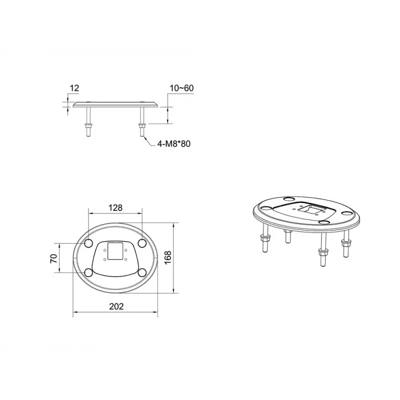 Base de passagem MULTIBRACKETS M Deskmount HD — caixa em alumínio, preto, Ø 21 cm, A 40 mm, 500 g