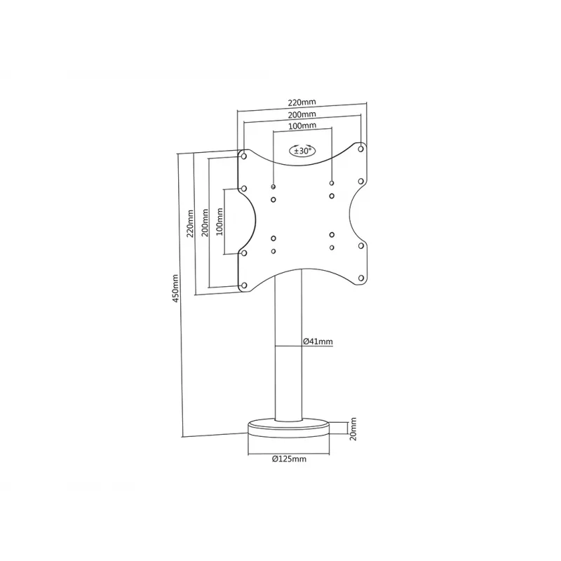 Multibrackets M VESA Bolt Down suporte de TV Turn 200 MAX 30 kg 23-43 polegadas