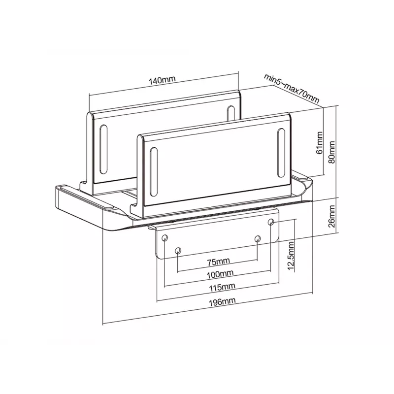 Suporte de secretária para CPU Multibrackets M Thin Client 3 kg 7 cm de largura