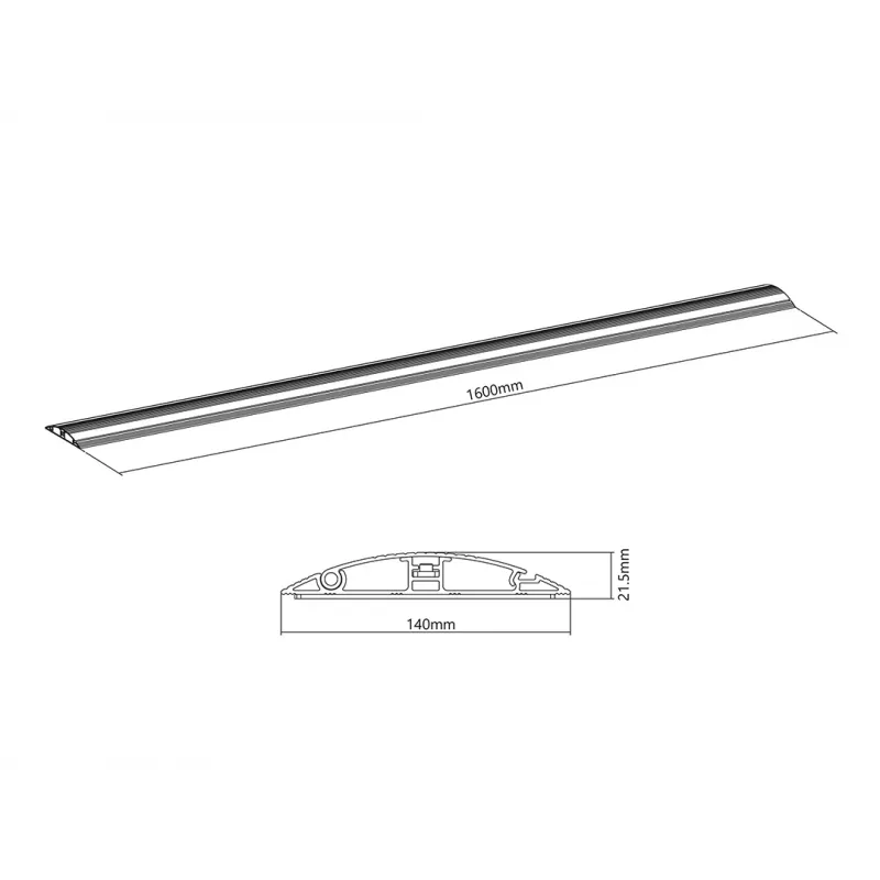 Multibrackets M calha para cabos de chão preto – 139 mm L – 1600 mm C