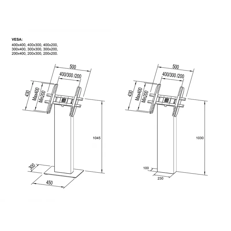 Multibrackets M Pro Series quiosque preto 15-32 polegadas 20 kg 75x75-400x400
